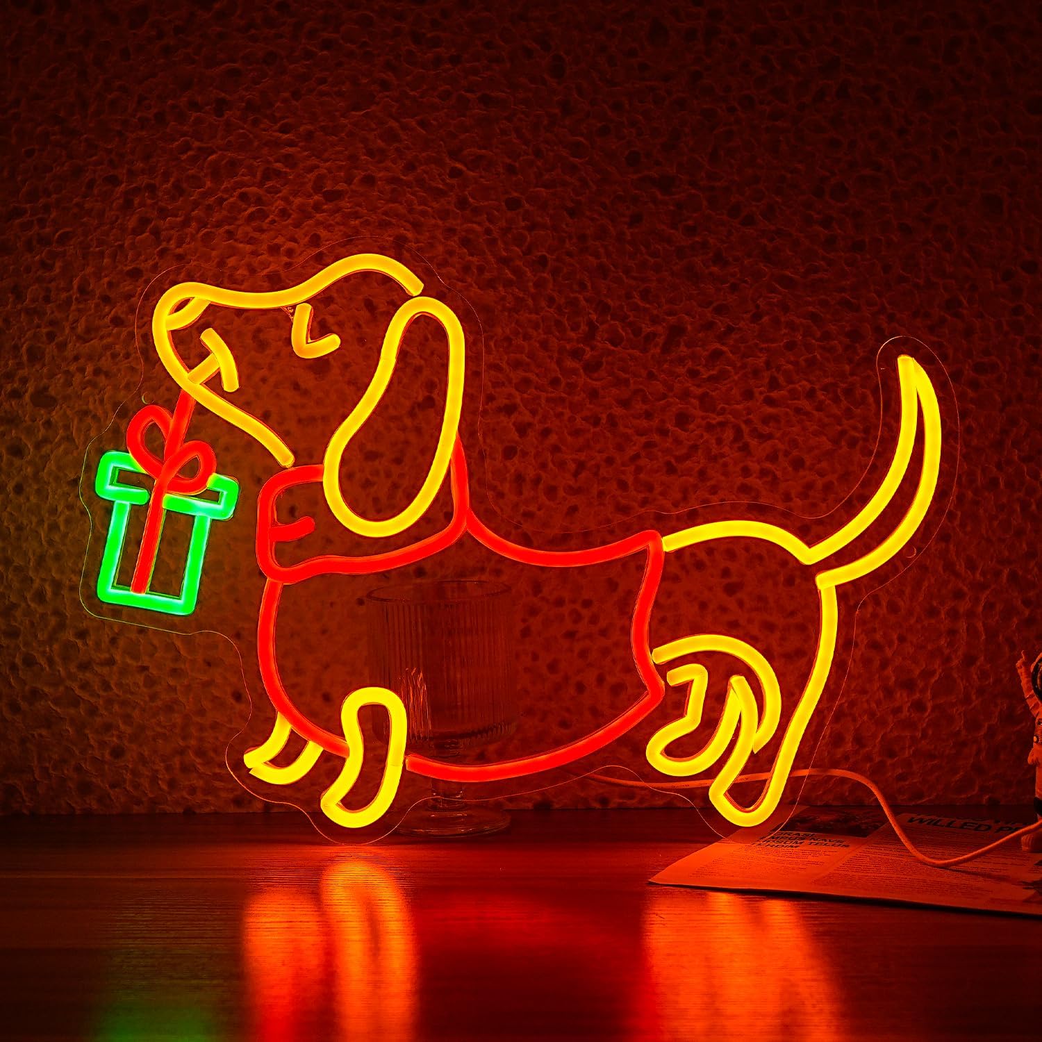 Lighting Decoration Ideas For Home - USB調光式ダックスフントネオンサインLEDライト、ホームバーパーティー寝室の装飾、ロマンチックでキュートな動物ウォールアートギフトアイデア、温かみのある光