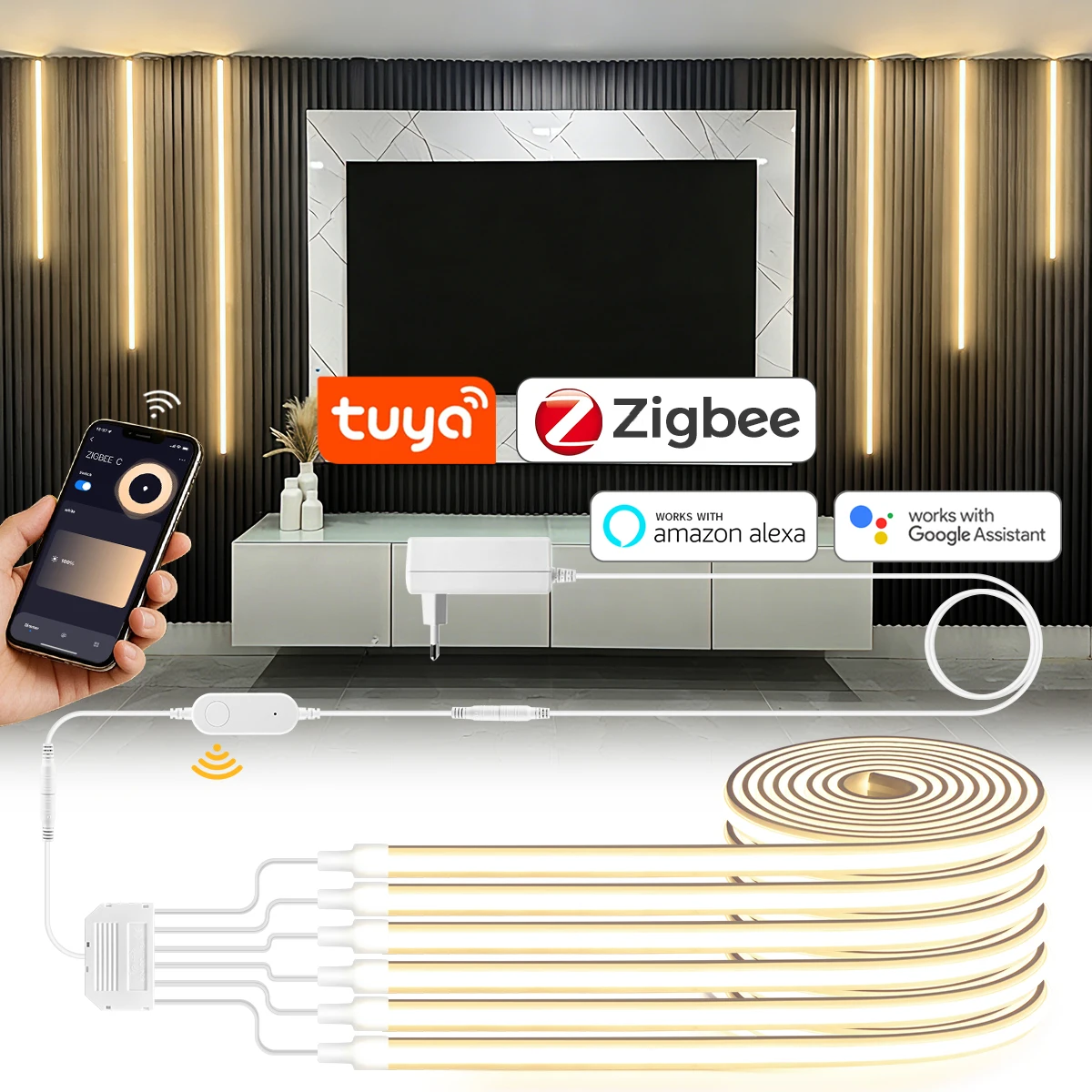 Foyer Lighting Wall Decor - Tuya Smart Lifeアプリ制御 Zigbee COB LEDストリップライト