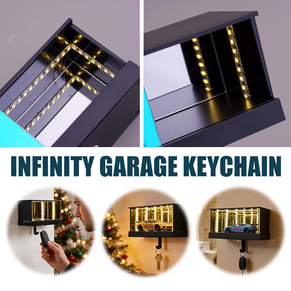 Lighting Effect Home Decor - インフィニティガレージキーホルダー LEDライト付き 車モデルディスプレイキーホルダー 無限イリュージョン トンネル効果 ホームデコレーション