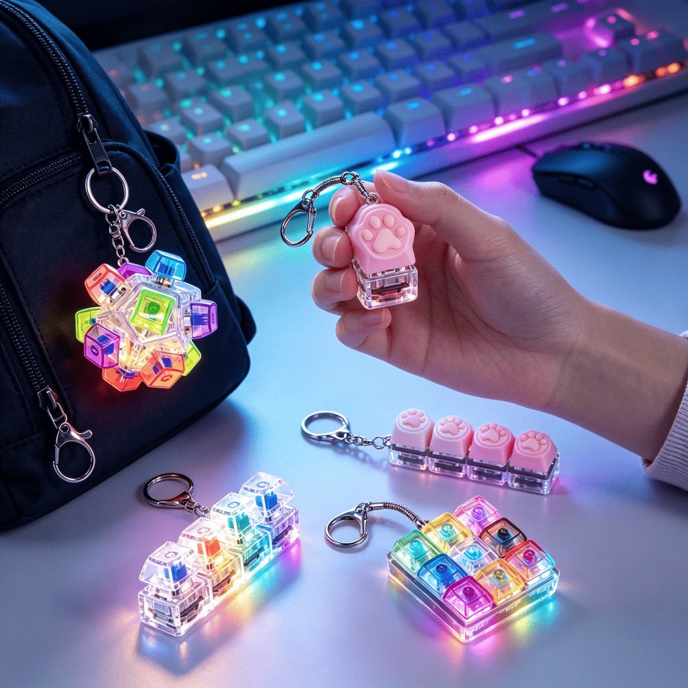 Lighting Decoration Ideas For Home - LEDライトアップキーホルダーキーボードクリック可能なボタンでストレス不安を解消、自宅やオフィスのデスクデコレーションに最適、ティーン向けギフト