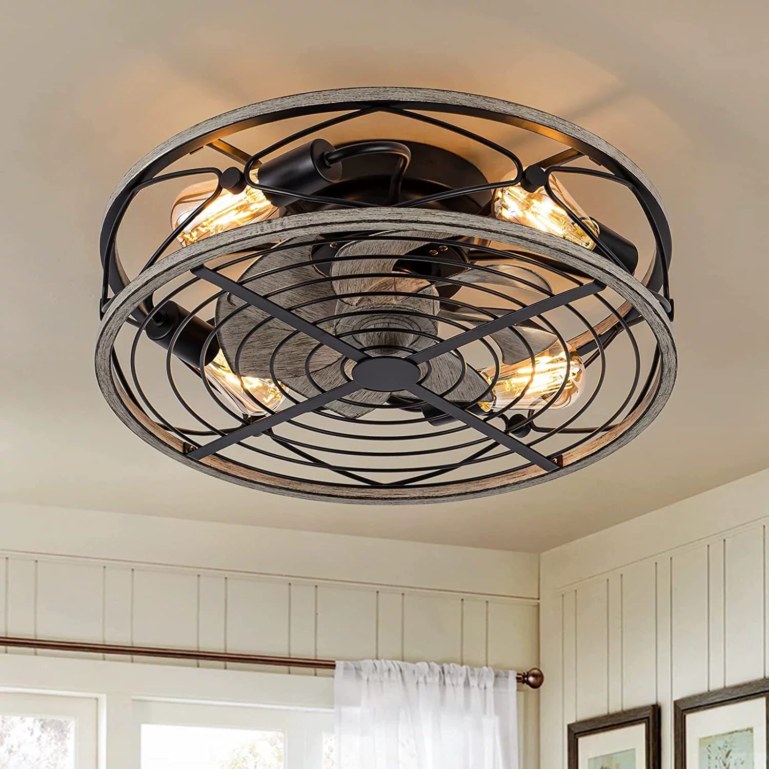 Decor Lighting Ceiling Fans - スマートシーリングファンライトリモコン寝室の装飾換気扇ランプ 50 センチメートル 20 インチ空気不可視ブレード 220V