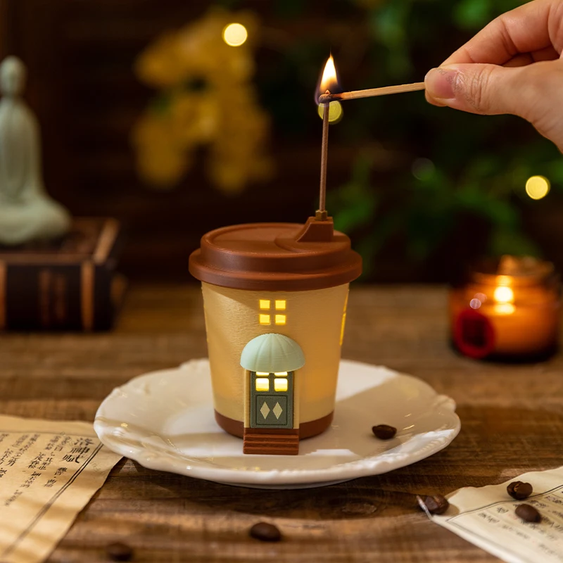 Lighting Decoration Ideas For Home - ​ ​ ヴィンテージアメリカンコーヒーマグナイトライト、香ホルダー付き、クリエイティブなミニデスクデコレーション、ティーテーブル、ホームオフィス、ギフトアイデア、FYFM ​