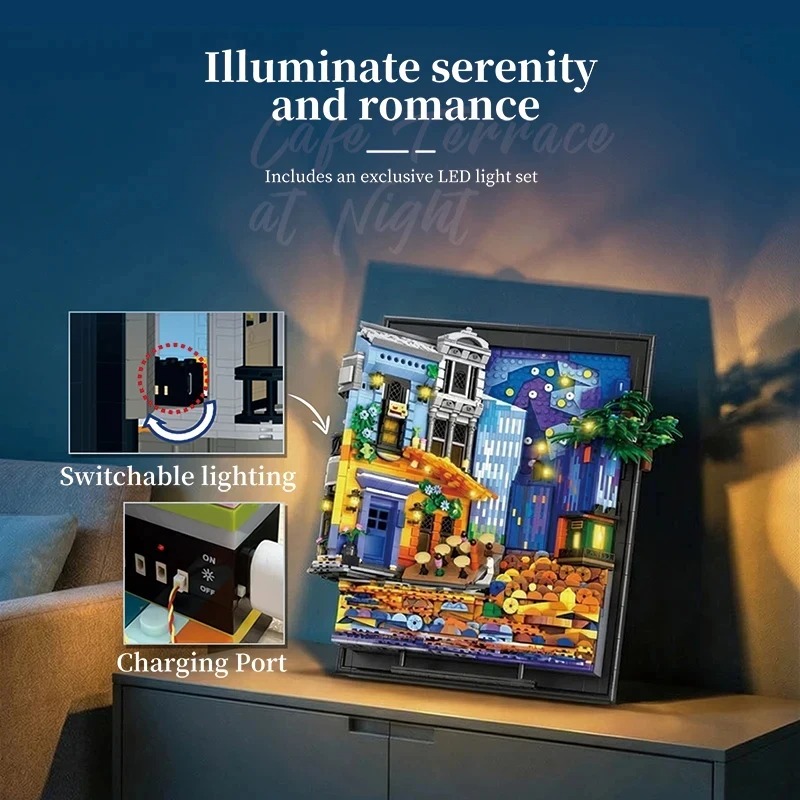 Lighting Decoration Ideas For Home - 夜空カフェ ピクチャーフレーム 2678ピース ビルディングブロック LEDライト付き アイデア
