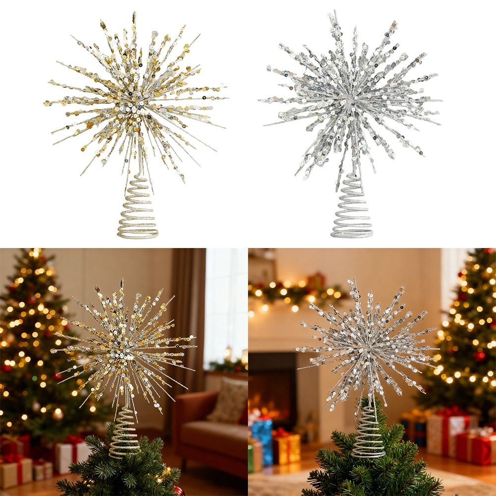Pendant Lighting Christmas Decor - 耐久性のあるライトアップクリスマスツリースタートッパーゴールド/シルバーグリッター光るペンダントクリスマスデコレーション