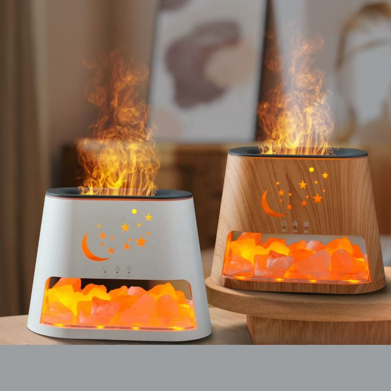 Himalayan Salt Lamp - 250ML アロマセラピーエッセンシャルオイルディフューザー、ヒマラヤ岩塩超音波ヒマラヤ岩塩ランプ炎加湿器付き