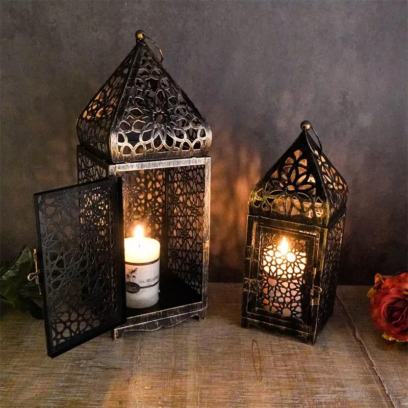 Lighting Decoration Ideas For Home - 中東アラブ風メタルヴィンテージ風ランタンキャンドルホルダー、家の装飾アクセサリー、クリエイティブなギフトアイデア、キャンドルは含まれません