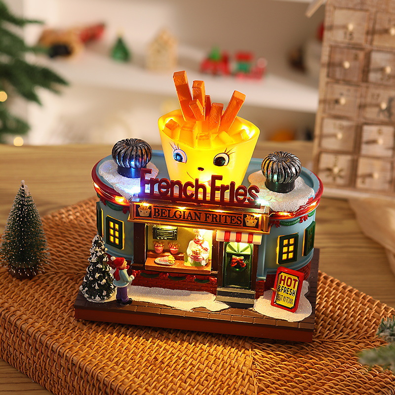 Lighting Decoration Ideas For Home - クリスマスライトアップミュージックボックスデコレーション樹脂製サンタギフトボックスオーナメント、家庭用キッチンカフェ窓パーティーディスプレイ、ホリデーギフトアイデア