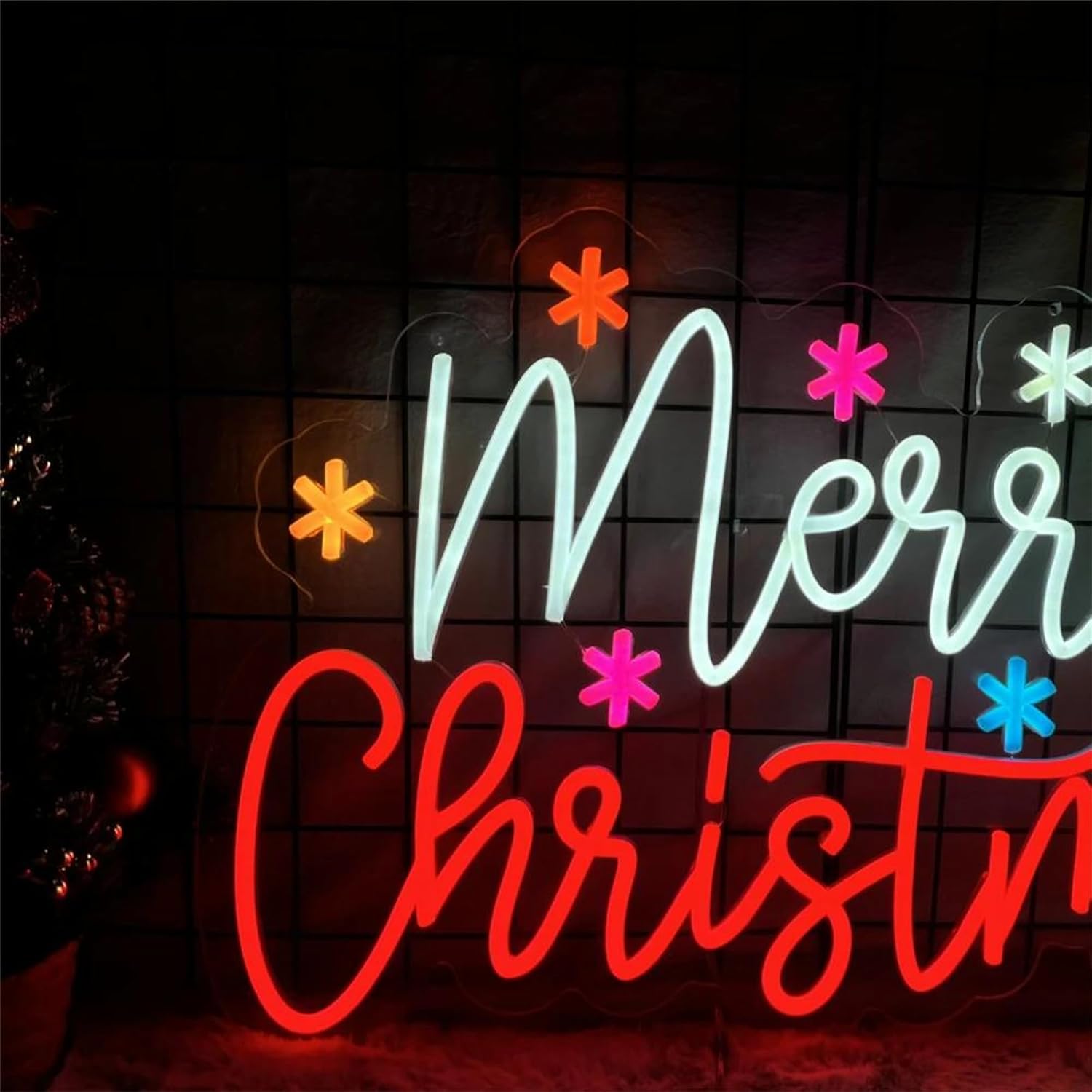 メリークリスマス ネオンサイン カラフルな星とツリー LED - Lighting Decoration Ideas For Home のレビューと価格