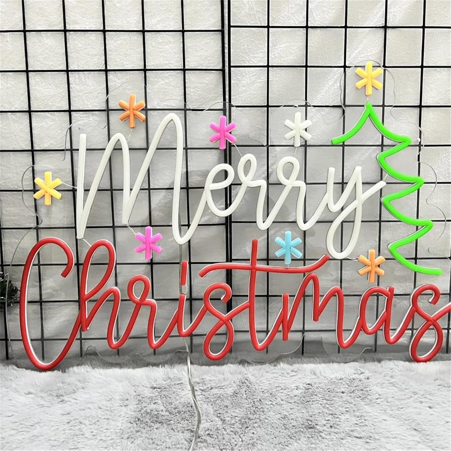 メリークリスマス ネオンサイン カラフルな星とツリー LED - Lighting Decoration Ideas For Home のレビューと価格