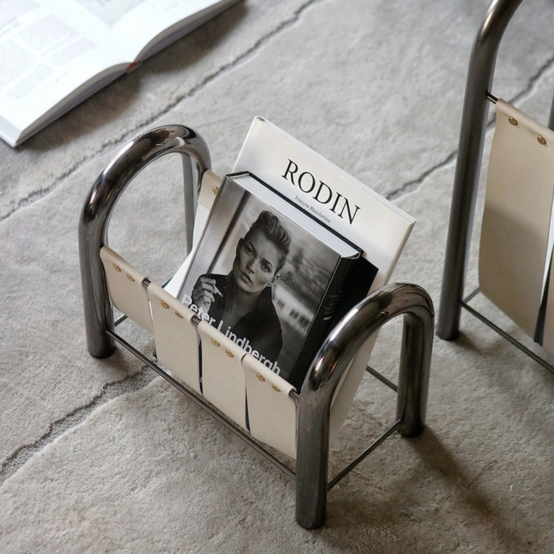 モダンな軽奢メタルレザー雑誌ラック、ブックラック、ホームデコ - Lighting And Decor Magazine のレビューと価格
