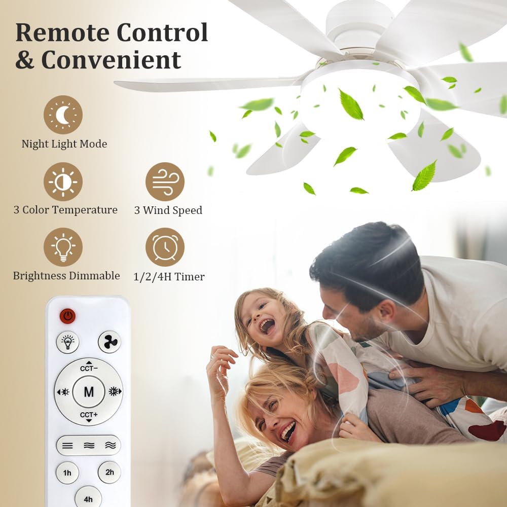リモコン付きソケットファンライト、LED付き小型シーリングフ - Lighting Decor Room のレビューと価格