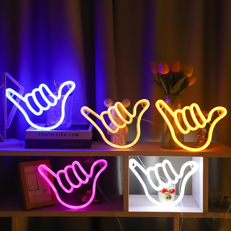 LED ネオンサイン平和手勝利勝利ジェスチャー指ナイトランプ - Ok Lighting Decor のレビューと価格