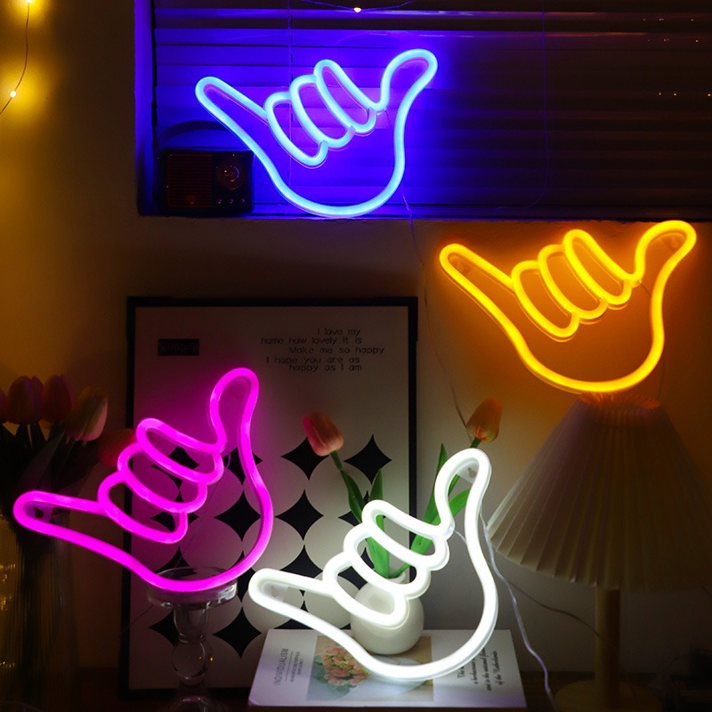LED ネオンサイン平和手勝利勝利ジェスチャー指ナイトランプ - Ok Lighting Decor のレビューと価格