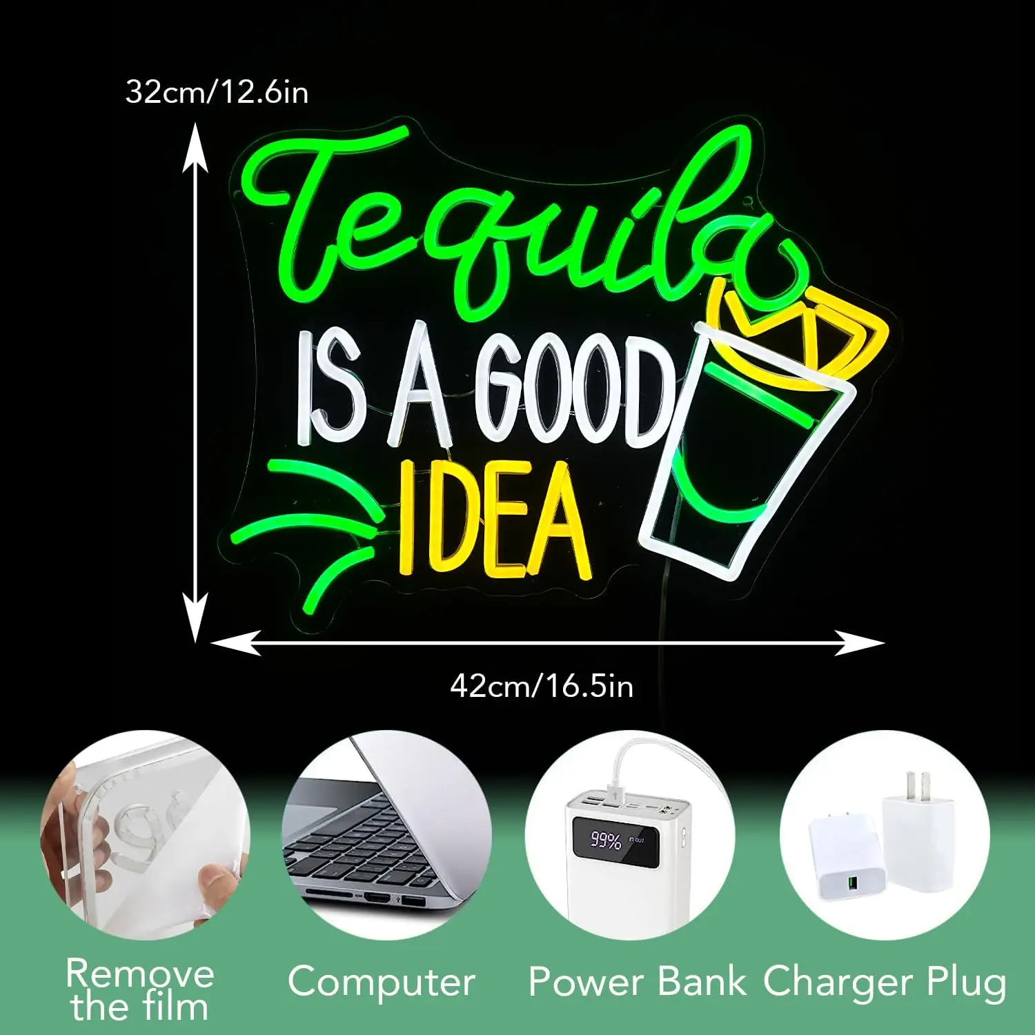 テキーラは良いアイデアです ネオンサイン USB調光式LED - Lighting Decoration Ideas For Home のレビューと価格