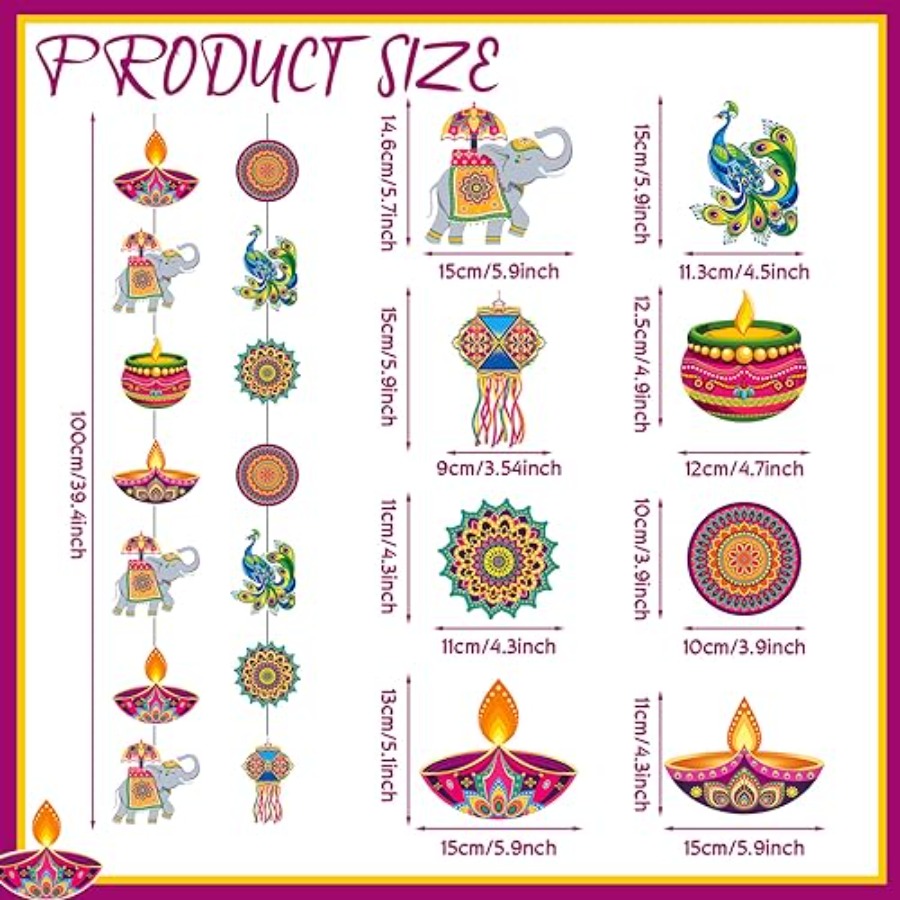 8個入り ハッピーディワリ吊り下げ装飾用品 インドの光の祭り - Lighting Decoration For Diwali のレビューと価格