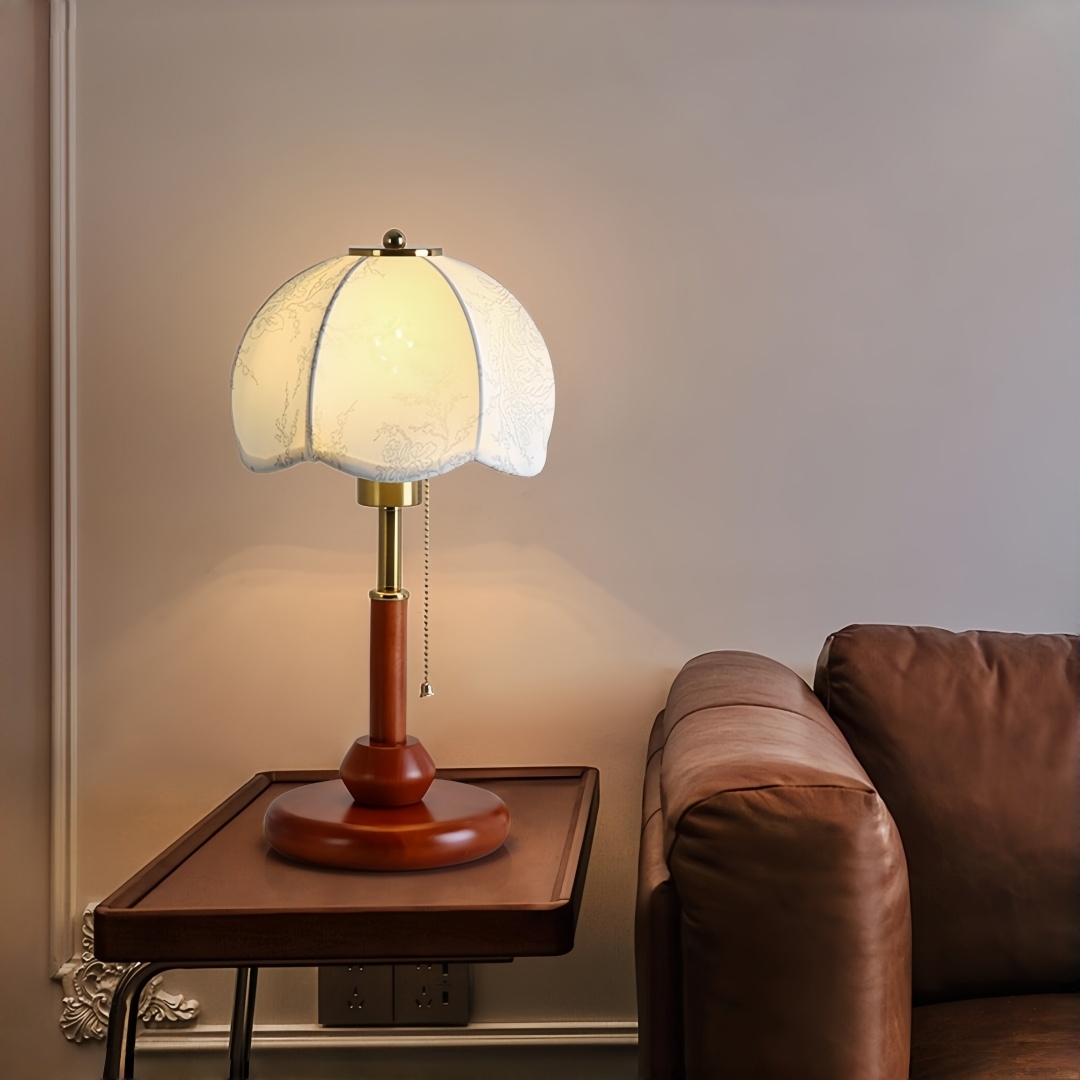 ヴィンテージスカラップドームテーブルランプ寝室ナイトスタンド - Lighting Decor Room のレビューと価格