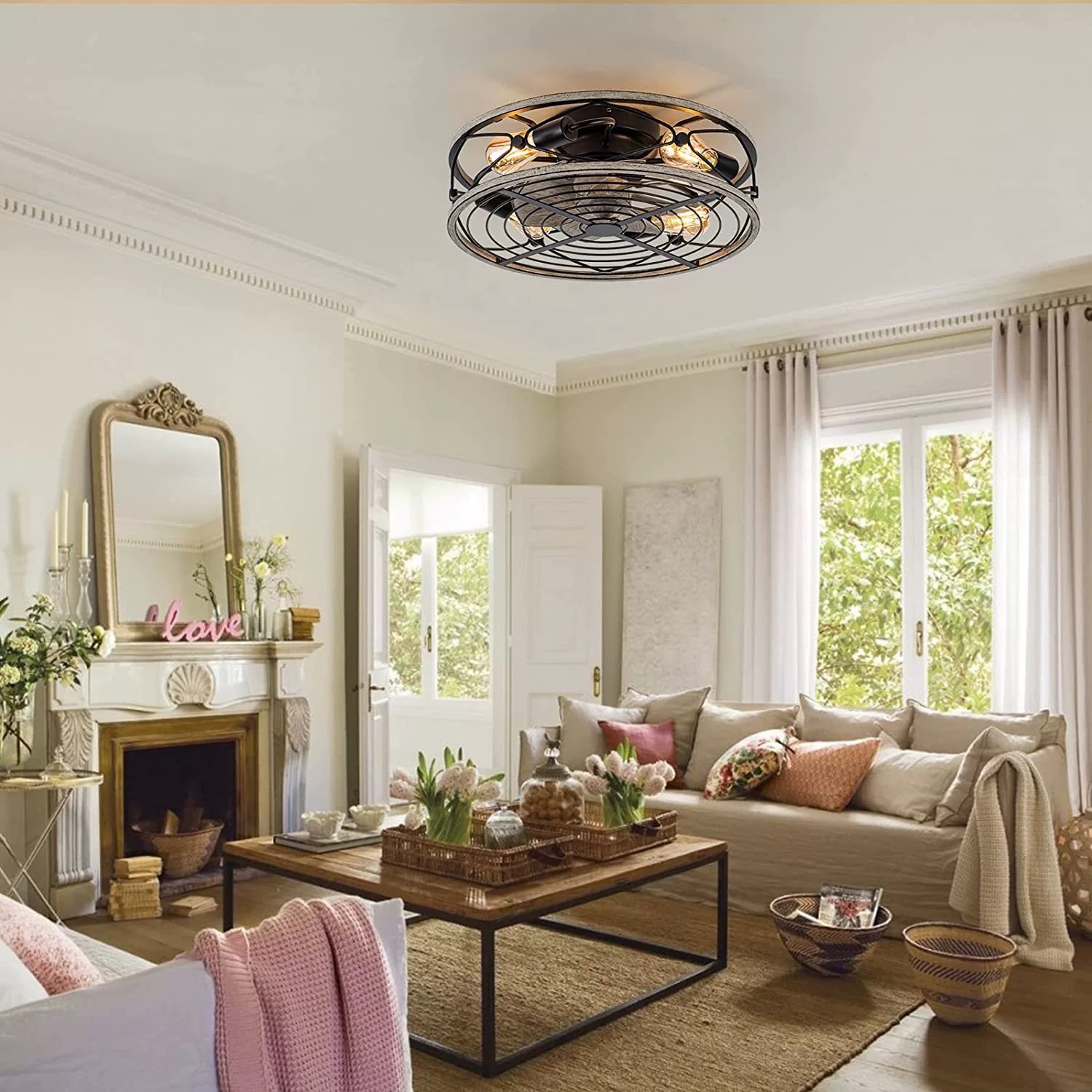 スマートシーリングファンライトリモコン寝室の装飾換気扇ランプ - Decor Lighting Ceiling Fans のレビューと価格