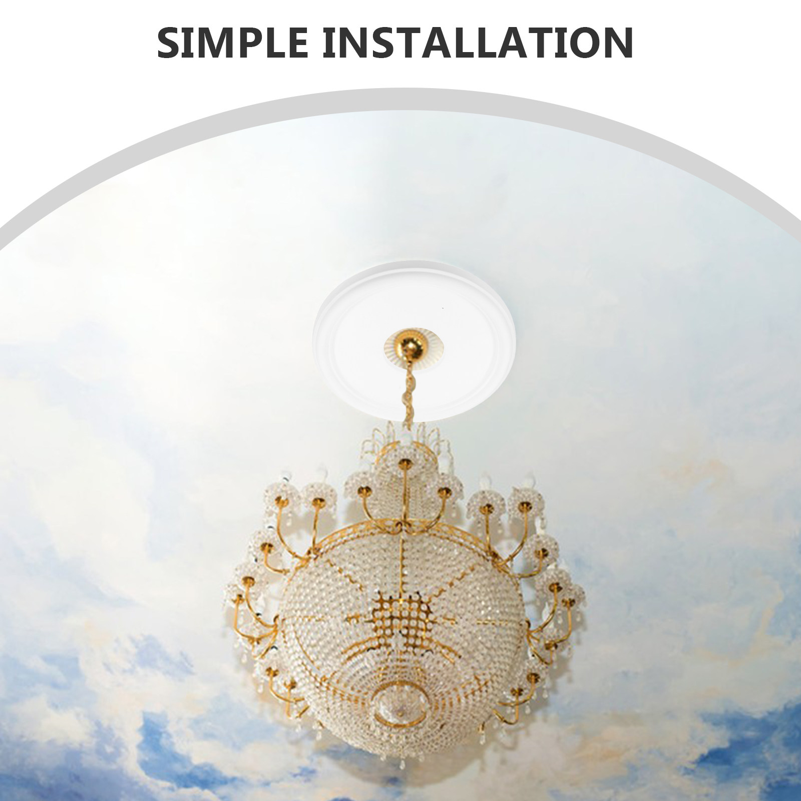 白い丸い天井メダリオン装飾品、天井ファンライト器具カバー、家 - Decor Lighting Ceiling Fans のレビューと価格
