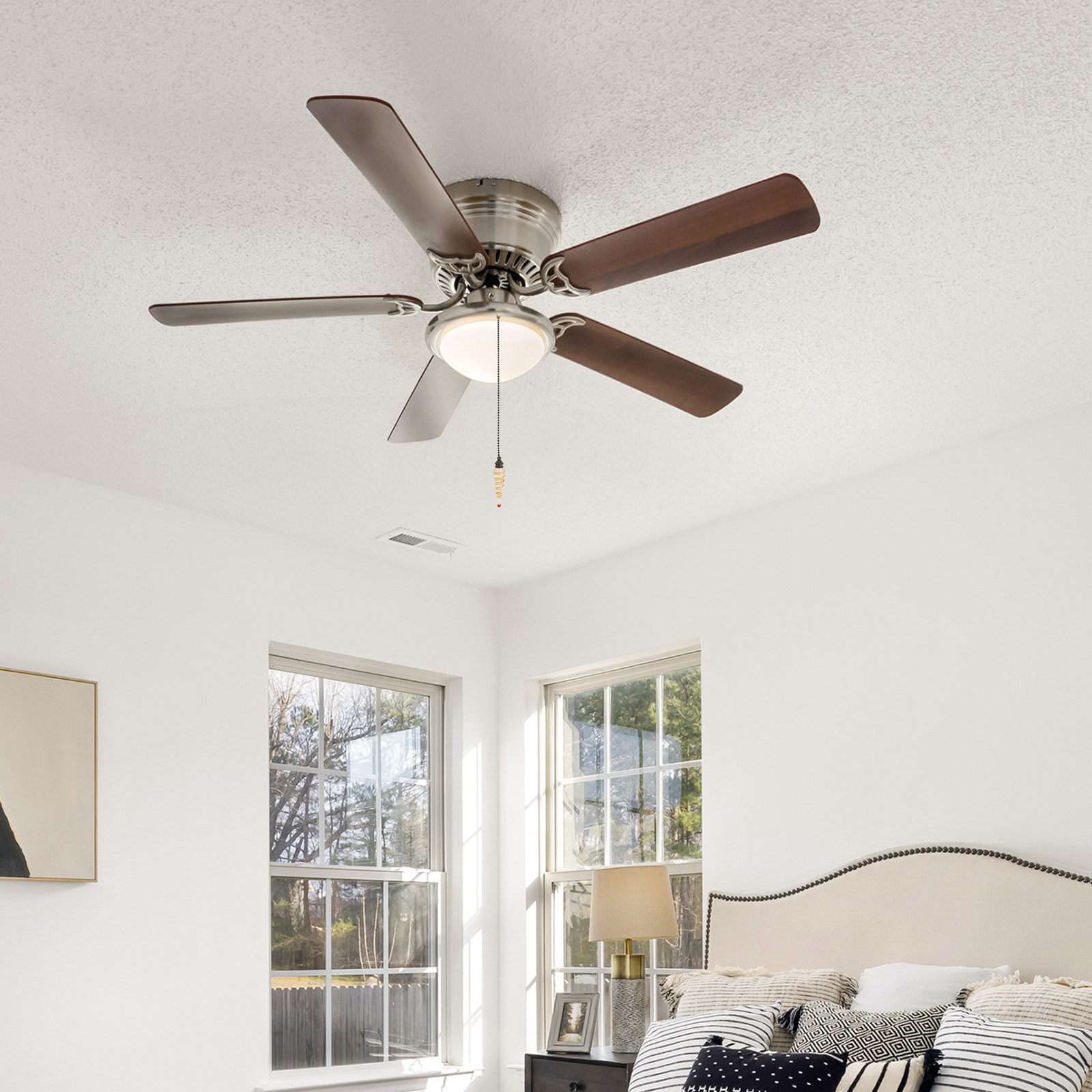 ガラスと金属製の扇風機プルチェーンエクステンダー、シーリング - Decor Lighting Ceiling Fans のレビューと価格