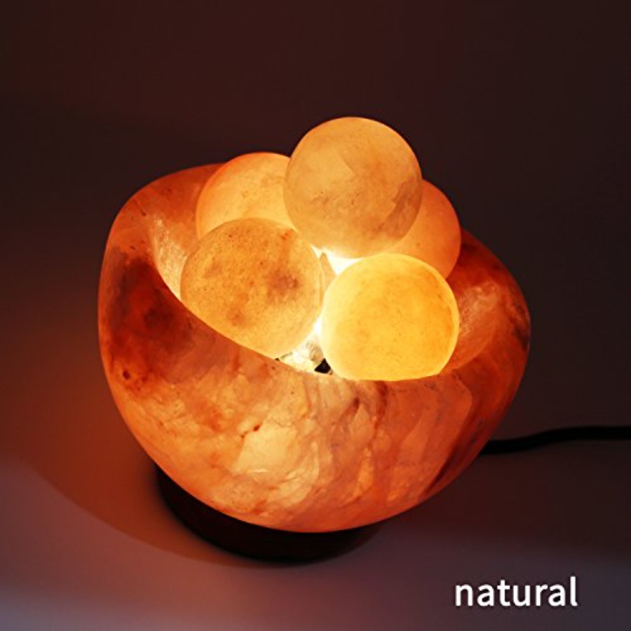 ヒマラヤ岩塩ランプ、ヒマラヤボール6個付き、調光可能なピンク - Himalayan Salt Lamp のレビューと価格
