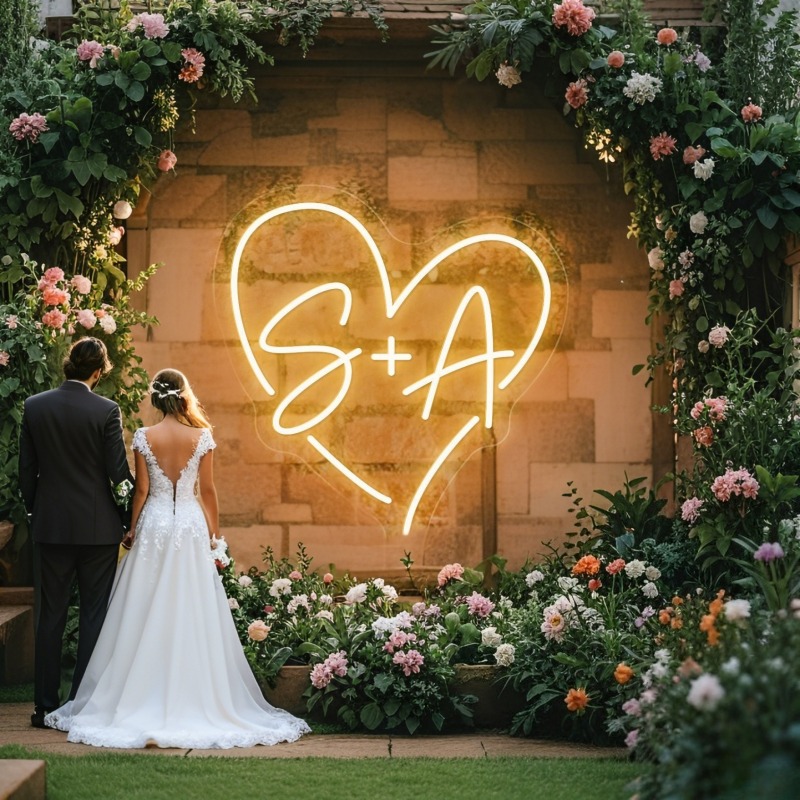 カスタムイニシャルハートLEDネオンサイン、結婚式パーティー - Lighting Decor Ideas のレビューと価格