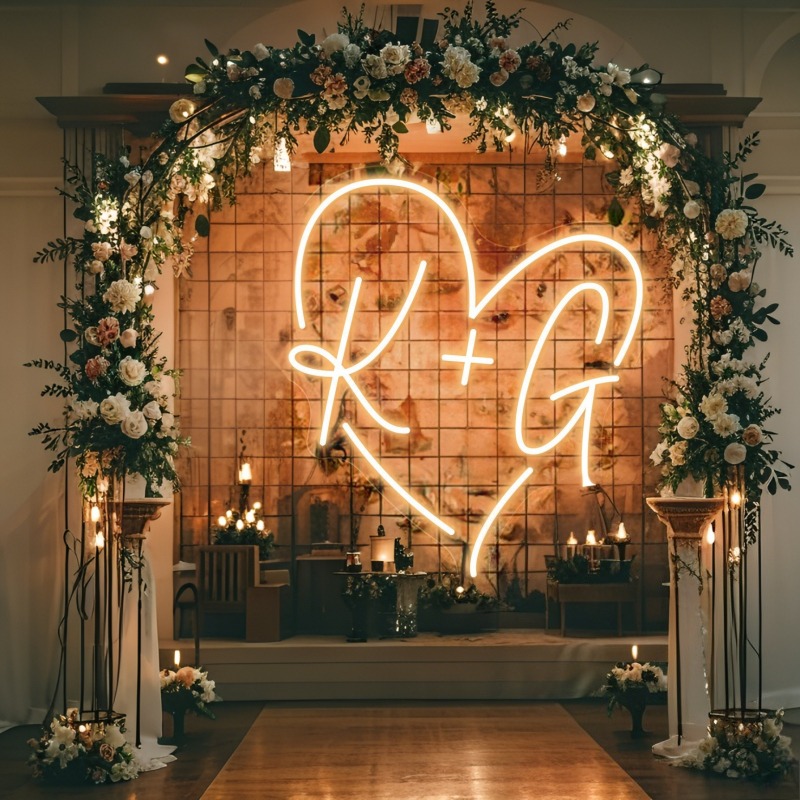 カスタムイニシャルハートLEDネオンサイン、結婚式パーティー - Lighting Decor Ideas のレビューと価格