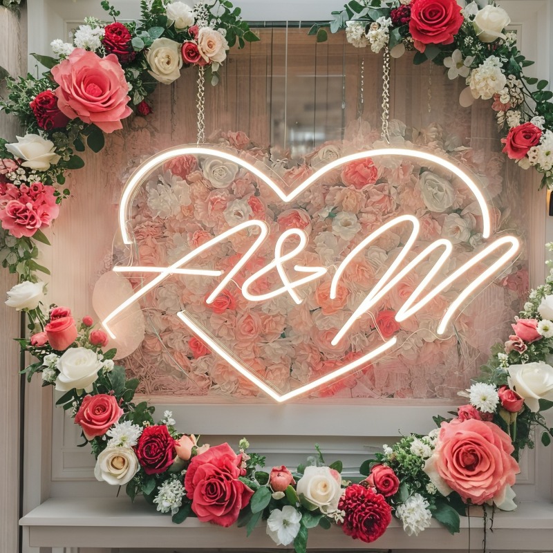 カスタムイニシャルハートLEDネオンサイン、結婚式パーティー - Lighting Decor Ideas のレビューと価格