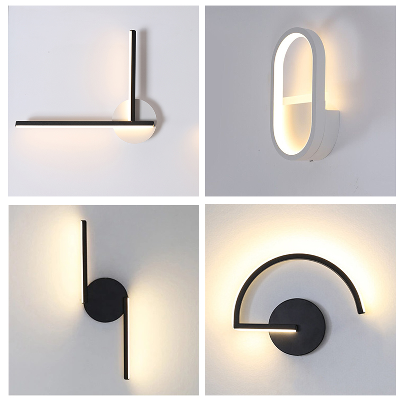 モダンな北欧LEDウォールランプ、ミニマリストブラック幾何学 - Lighting Decor Room のレビューと価格