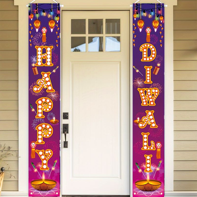 VIKAMA ディワリ用ドアバナー2枚セット、花火・ディヤラ - Lighting Decoration For Diwali のレビューと価格