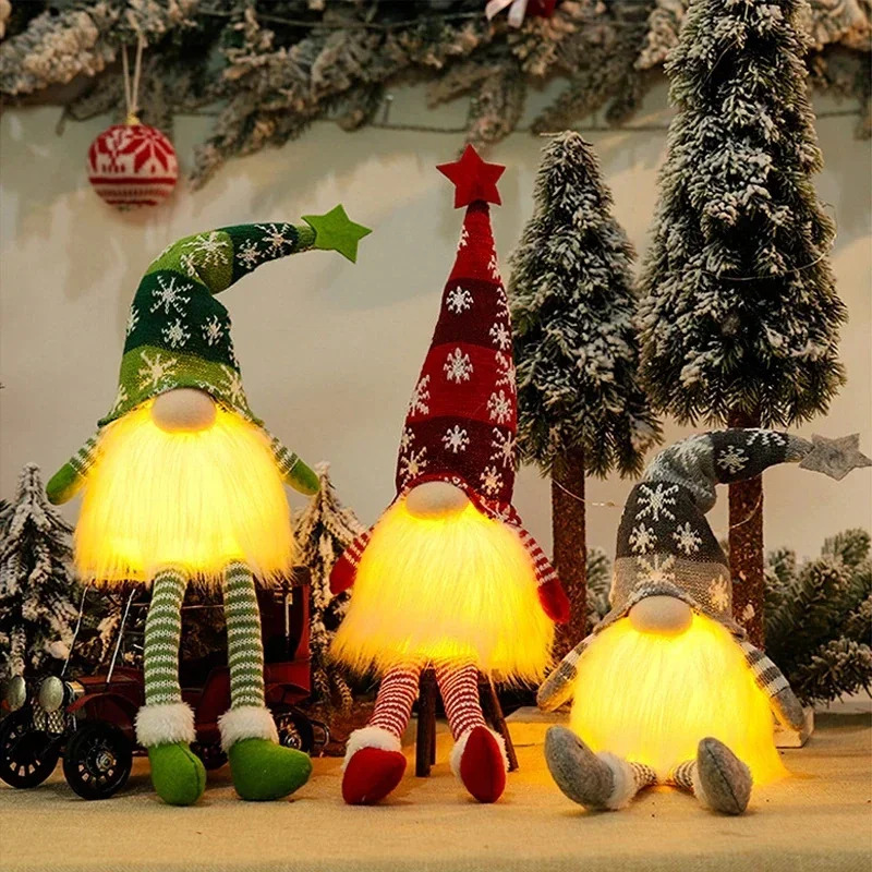 クリスマス顔のない人形ノームオーナメント LEDライトぬいぐ - Pendant Lighting Christmas Decor のレビューと価格