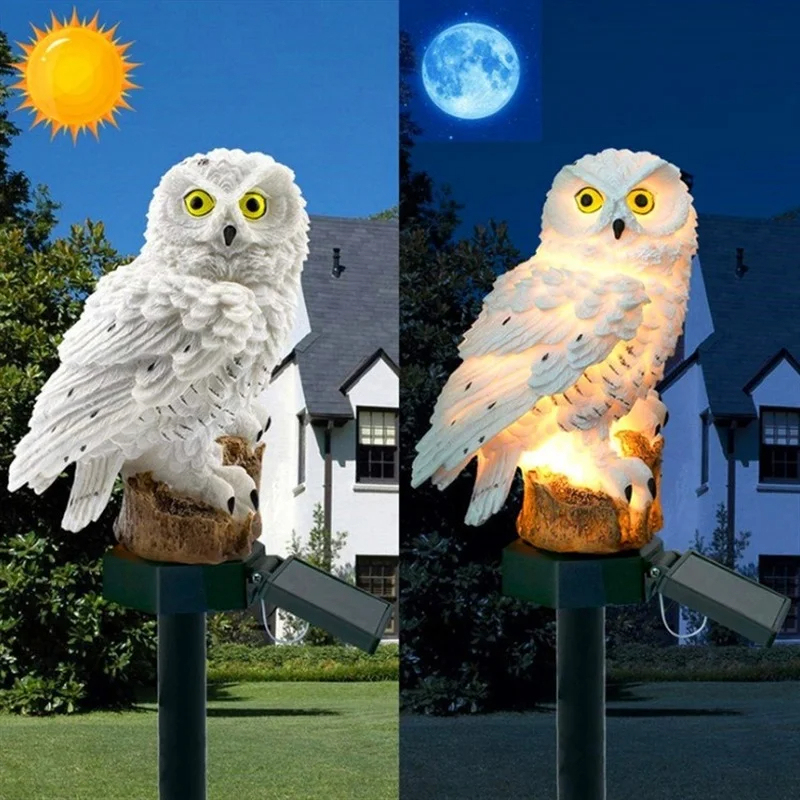 ソーラーフクロウ像ガーデンライトLED防水屋外装飾、庭やパテ - Lighting Decor Ideas のレビューと価格