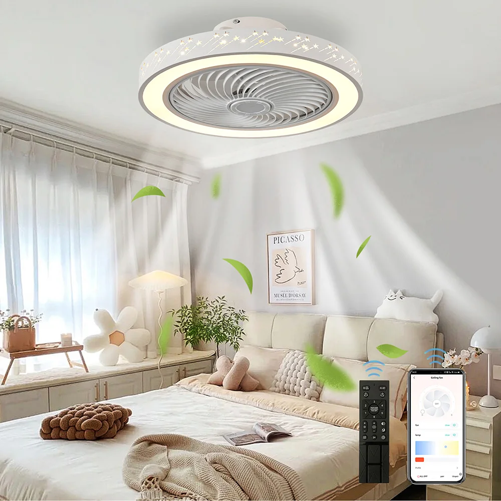 ライト付きリモコンシーリングファン、格納式サイレント流星ファ - Decor Lighting Ceiling Fans のレビューと価格