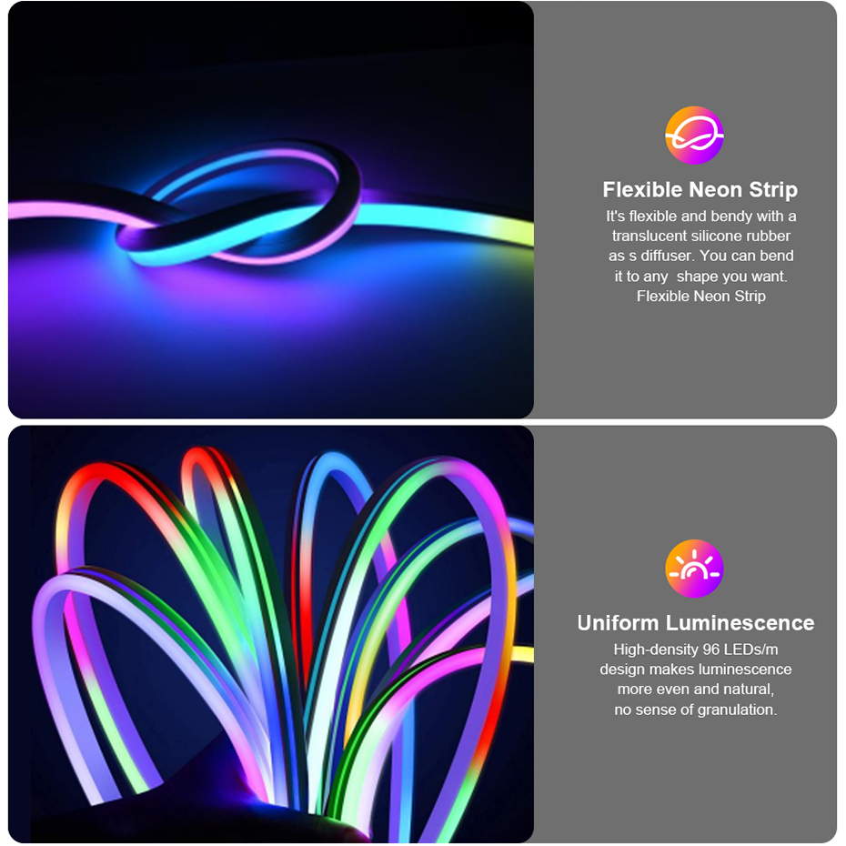 12V RGBIC LED ネオンライトストリップ 84LE - Decor Lighting Uk のレビューと価格