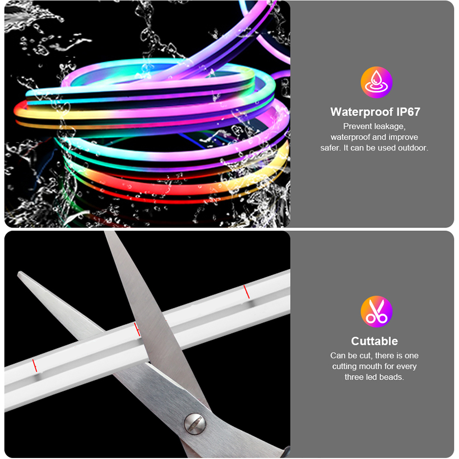 12V RGBIC LED ネオンライトストリップ 84LE - Decor Lighting Uk のレビューと価格