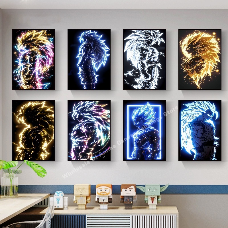 アニメドラゴンボール悟空ネオンライト効果ポスター高精細画像印 - Lighting Effect Home Decor のレビューと価格