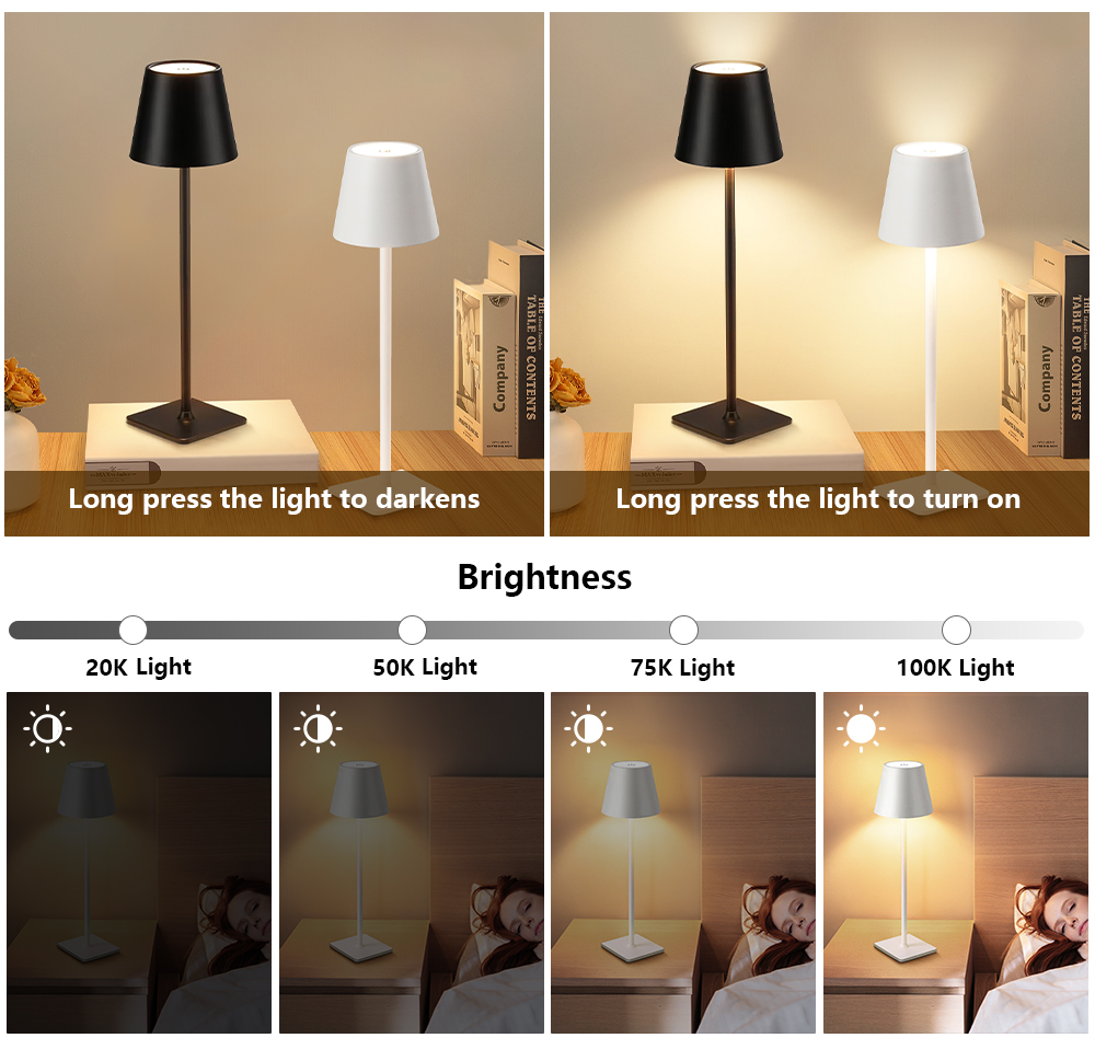 LED充電式デスクライトワイヤレステーブルランプ無段階調光タ - Lighting Decor Room のレビューと価格