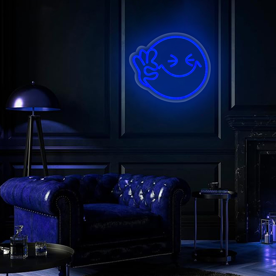 スマイルOKハンドネオンサイン ブルーUSB LEDネオンラ - Ok Lighting Decor のレビューと価格